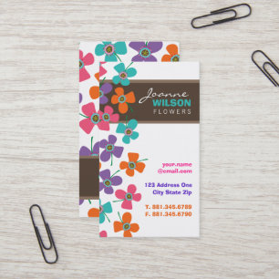 Cute Colorful Daisys Pop Summer Flowers Whimsical Visitkort