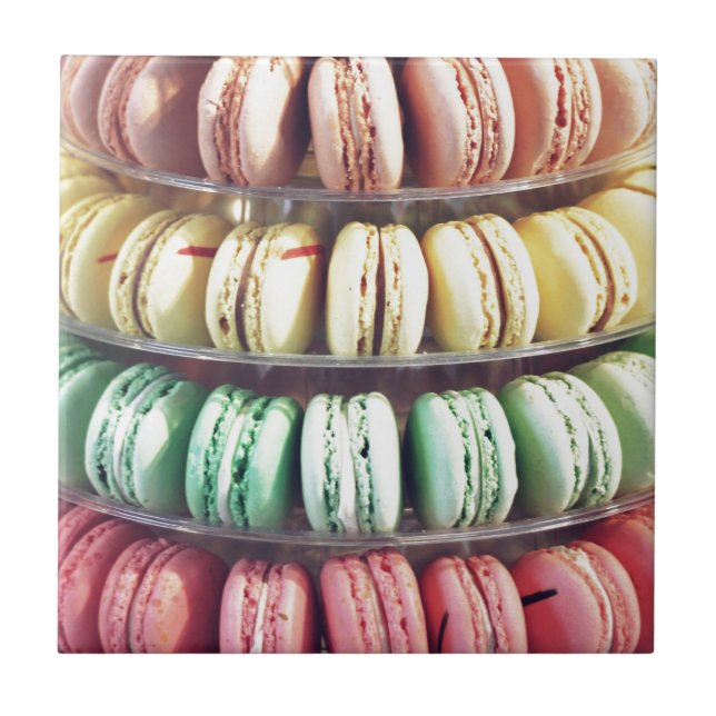 Cute Colorful Dessert Fransk Macaron Kakelplatta (Framsidan)