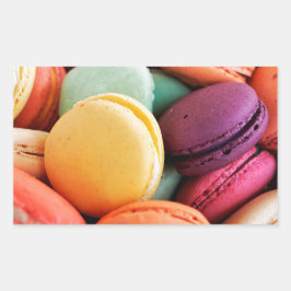 Cute Colorful Dessert Fransk Macaron Rektangulärt Klistermärke