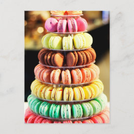 Cute Colorful Dessert Fransk Macaron Vykort
