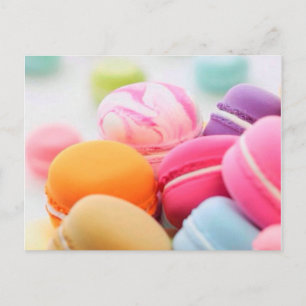 Cute Colorful Dessert Fransk Macaron Vykort