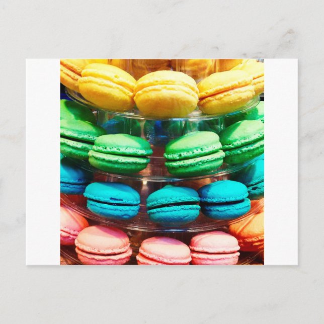 Cute Colorful Dessert Fransk Macaron Vykort (Framsida)