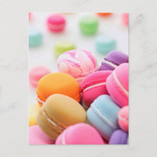 Cute Colorful Dessert Fransk Macaron Vykort (Framsida)