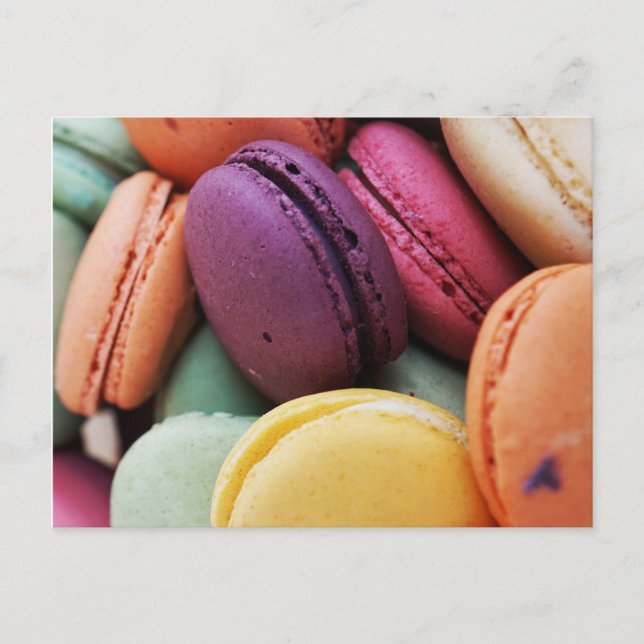 Cute Colorful Dessert Fransk Macaron Vykort (Framsida)