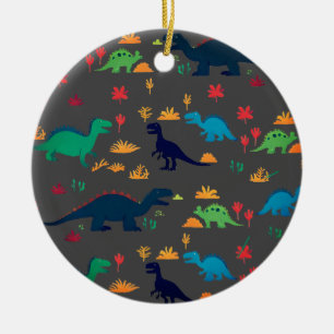 Cute Colorful Dinosaurs Mönster Julgransprydnad Keramik