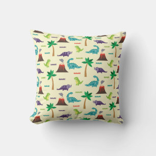 Cute Colorful Dinosaurs och Volcanos Kudde