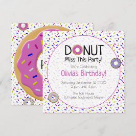 Cute Colorful Donut Miss Party Sprinkles Inbjudningar