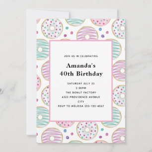Cute Colorful Donut Mönster Birthday Inbjudningar