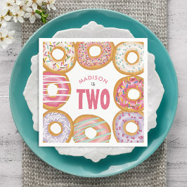 Cute Colorful Donuts 2:a födelsedagen Pappersservett