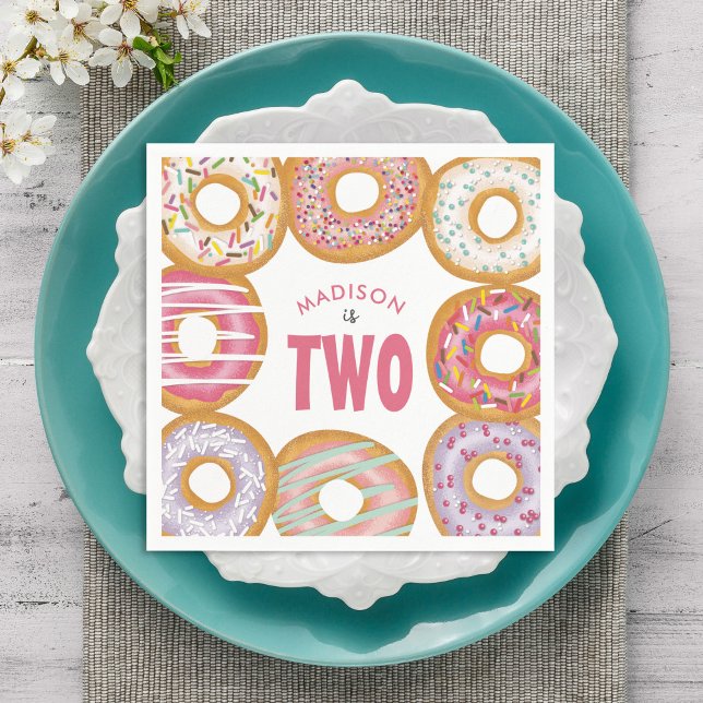Cute Colorful Donuts 2:a födelsedagen Pappersservett (Skapare uppladdad)