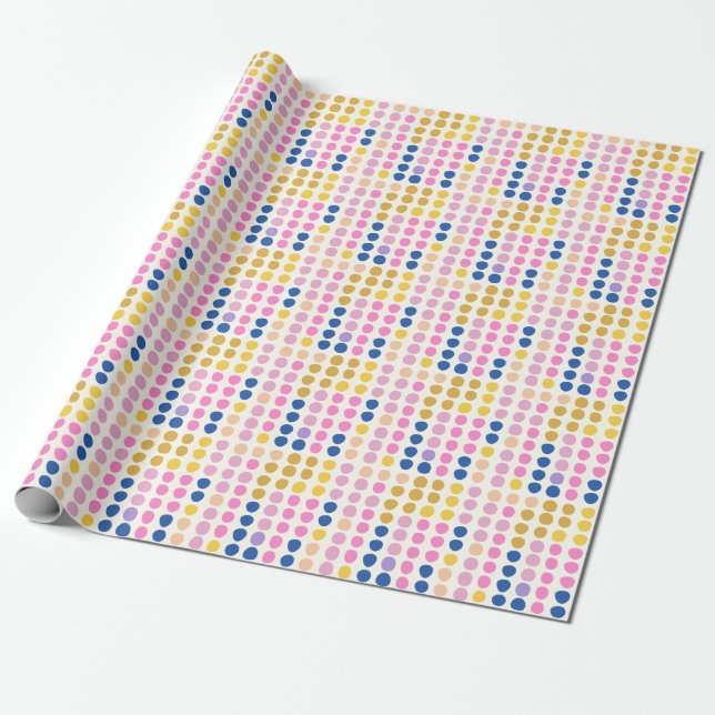 Cute Colorful Dots Scandinavian Mönster Gult Presentpapper (Utrullad)