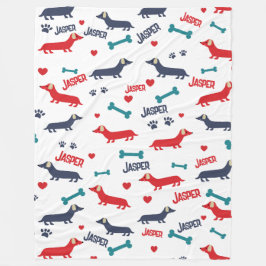 Cute Colorful Doxie Hund Dachshund Fleecefilt
