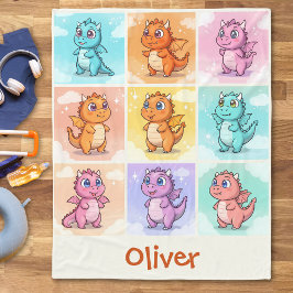 Cute Colorful Dragon Doodles Fleecefilt