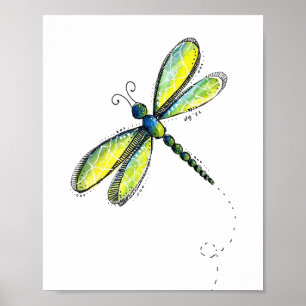 Cute Colorful Dragonfly Poster