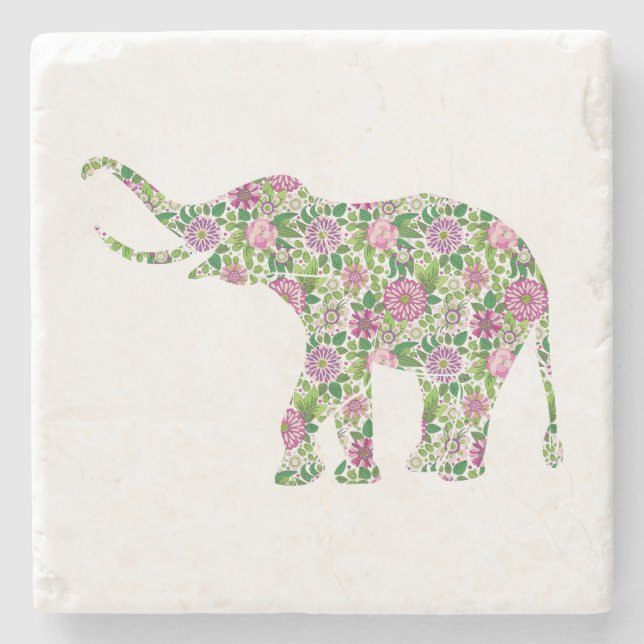 Cute Colorful Elephant Illustration Underlägg Sten (Framsidan)