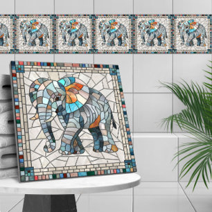 Cute Colorful Elephant mosaic art Kakelplatta