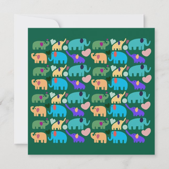 Cute Colorful Elephant Seamless Pattern Inbjudningar (Framsida)