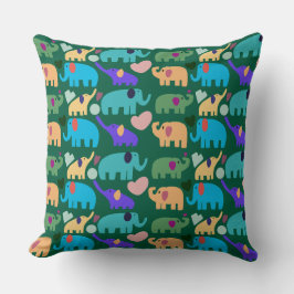 Cute Colorful Elephant Seamless Pattern Kudde