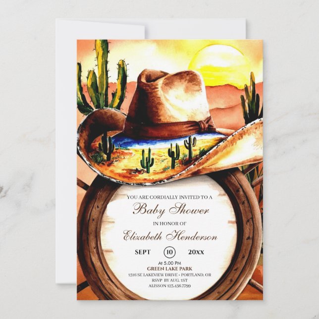 Cute Colorful Enchanted Cowboy Baby Shower Inbjudningar (Framsida)