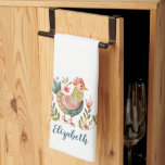 Cute Colorful Farmhouse Tupp Kökshandduk<br><div class="desc">En färglös vattenfärg Kyckleri/tupp-kökshandduk för lantbruk. Anpassa det med ditt namn. Designad av Blackberry Boulevard.</div>