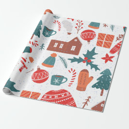 Cute Colorful Festive Julgran. Presentpapper