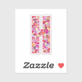 Cute Colorful Floral Initial Letter H Klistermärken
