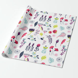 Cute Colorful Flowers Mönster Presentpapper