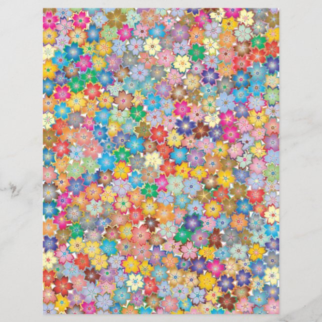 Cute Colorful Flowers Scrapbooking Craft Papper (Framsida)
