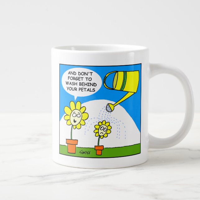 Cute Colorful Flowers Tecknad Gardener Jumbo Mugg (Höger)