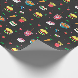 Cute Colorful Food Mönster på Mörk Grått Presentpapper