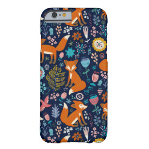 Cute Colorful Foxes Birds & Flowers Mönster Barely There iPhone 6 Skal