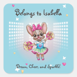 Cute Colorful Frenchie Pawsitive School Spirit Fyrkantigt Klistermärke