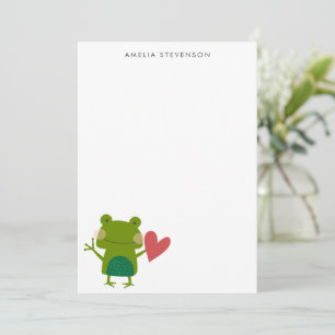 Cute Colorful Frog Personlig Stationery Anteckningskort