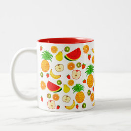 Cute Colorful Fruit Mönster Food Vegetarian Vegan Två-Tonad Mugg