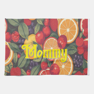 Cute Colorful Fruit Mönster - Roligt Sommardesign Kökshandduk