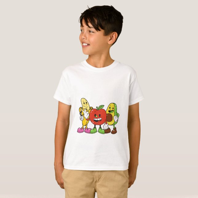 Cute Colorful Fruits Mönster T Shirt (Hel framsida)