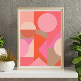 Cute Colorful Geometric Shape Rosa Orange Wall Art Poster