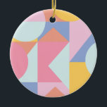 Cute Colorful Geometric Shapes Collage Artwork Julgransprydnad Keramik<br><div class="desc">Den här roligten har färsk grafisk designkollage geometriska enkla former i en söt färg-palett med pasteller och mjuka rättigheter.</div>