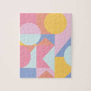 Cute Colorful Geometric Shapes Collage Artwork Pussel