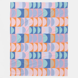Cute Colorful Geometric Shapes Mönster Blue Fleecefilt