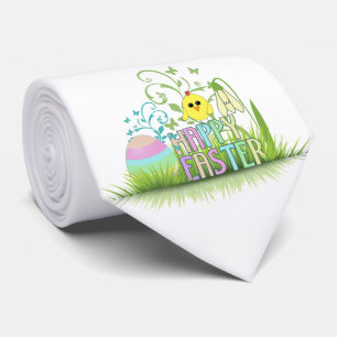 Cute Colorful Glad påsk Egg, Chick och snöfall Slips