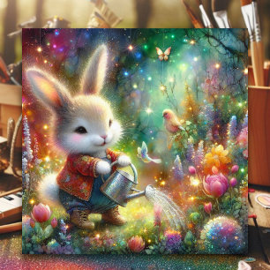 Cute Colorful Gnistra Lycklig Bunny Flowers Påsk Julkort