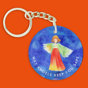 Cute Colorful Guardian Angel Religiösa Watercolor