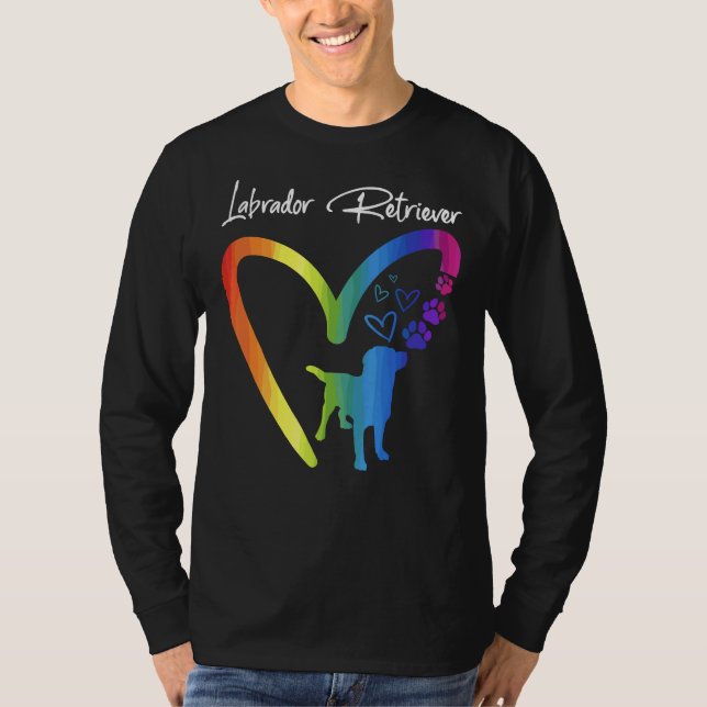 Cute Colorful Heart Labrador Retriever Hund T Shirt (Framsida)
