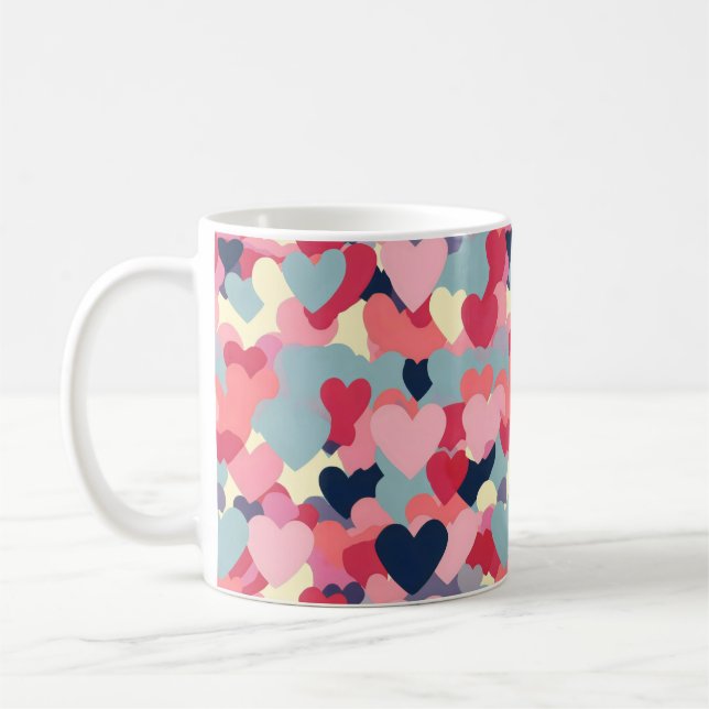 Cute Colorful Heart Mönster Kaffemugg (Vänster)