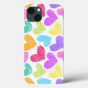 Cute Colorful Heart Pastel Valentine Kärlek Mönste