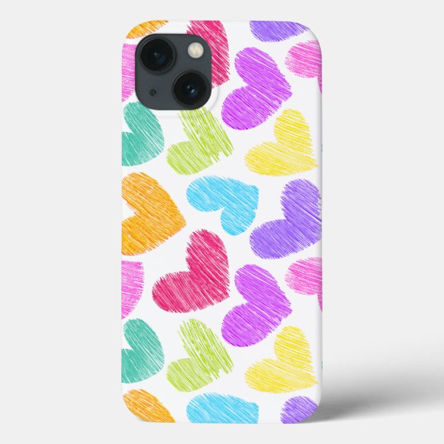 Cute Colorful Heart Pastel Valentine Kärlek Mönste (Baksida)