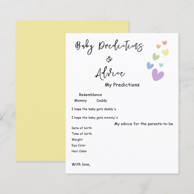 Cute & Colorful Hearts Baby Shower Spel Flyer (Fram/baksida)