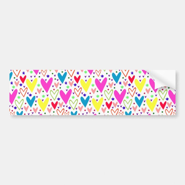 Cute colorful hearts mönster bildekal (Framsidan)