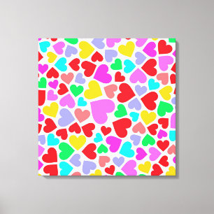 Cute colorful hearts mönster canvastryck